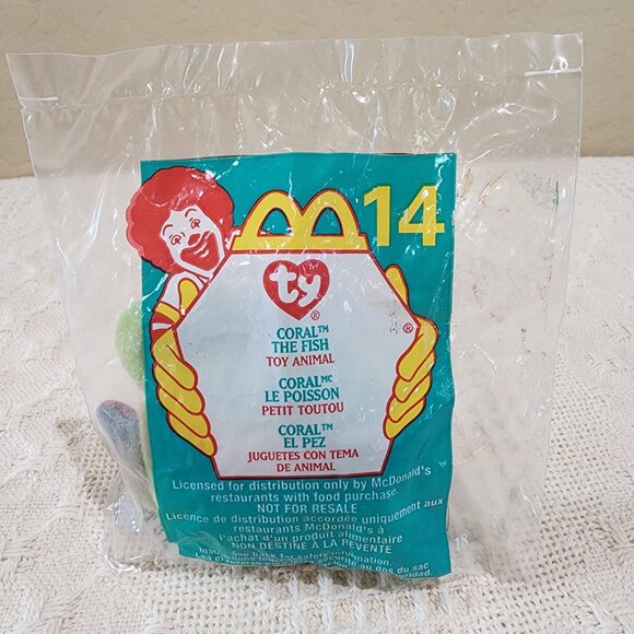 2000 TY TEENIE BEANIE BABIES McDonald's Happy Meal CORAL THE FISH #14 Plush NIP - Picture 4 of 4